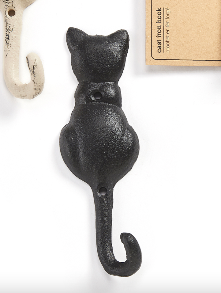 Cast Iron Cat Wall Hook - Available in 3 Colours